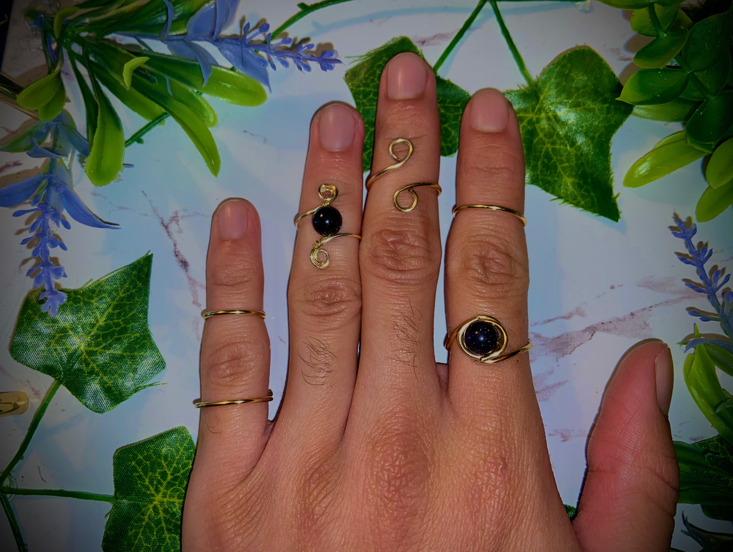 Blue goldstone Ring Set