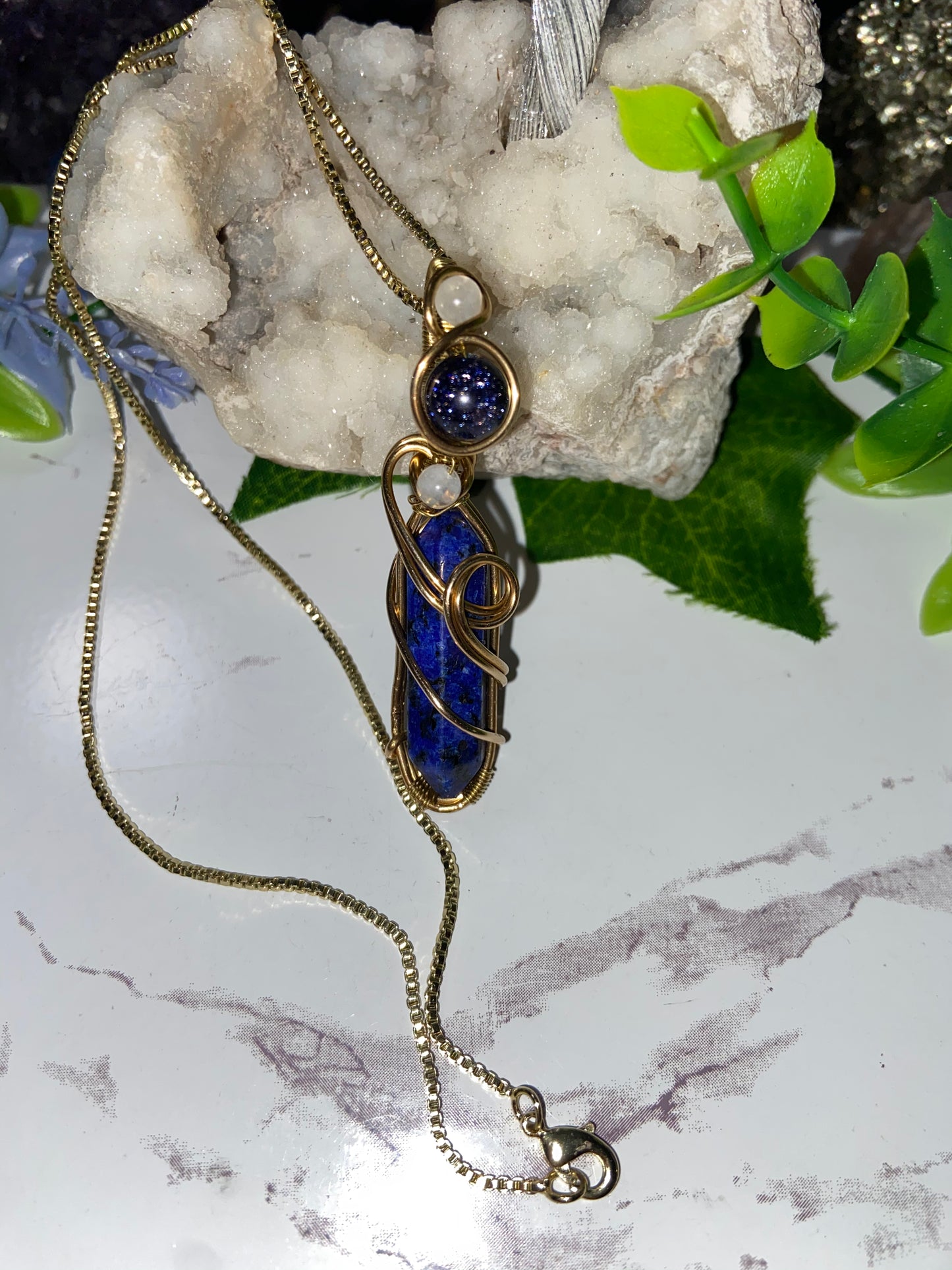 Sodalite lunar blessing pendant