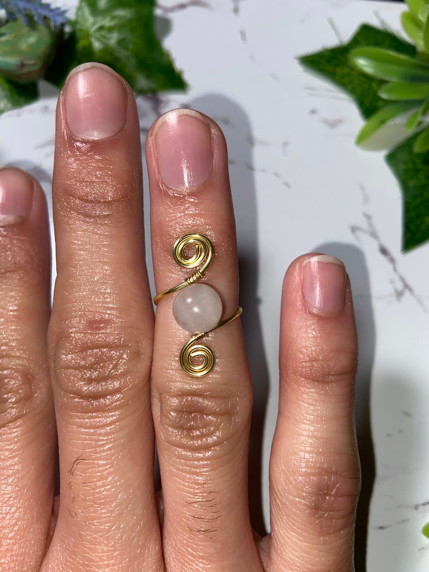 Rose Quartz Infinity Ring