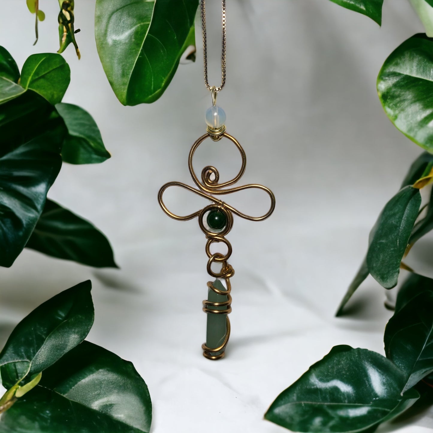 Ankh Pendant with Green Aventurine Charm